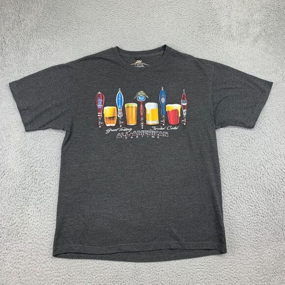 Newport Blue‎ Shirt Mens XL Gray All-American Pastime Tap Beer Logo Short Sleeve - Picture 1 of 9
